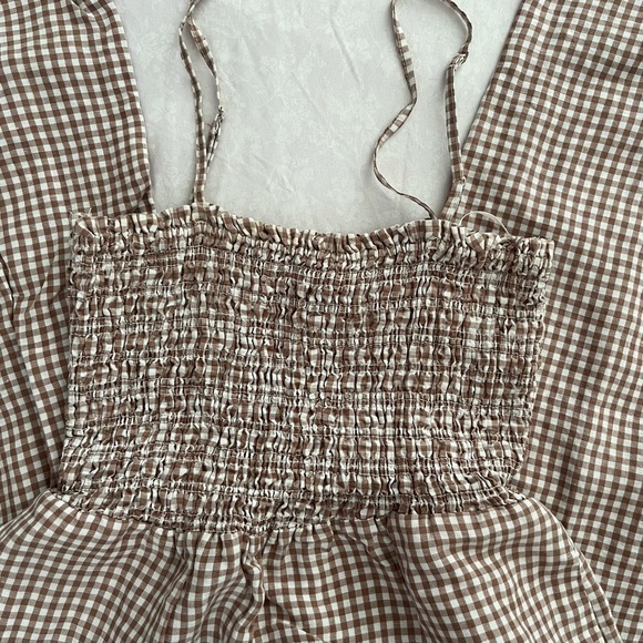 house of harlow 1960 plaid light salmon and white small jumpsuit - Picture 5 of 6